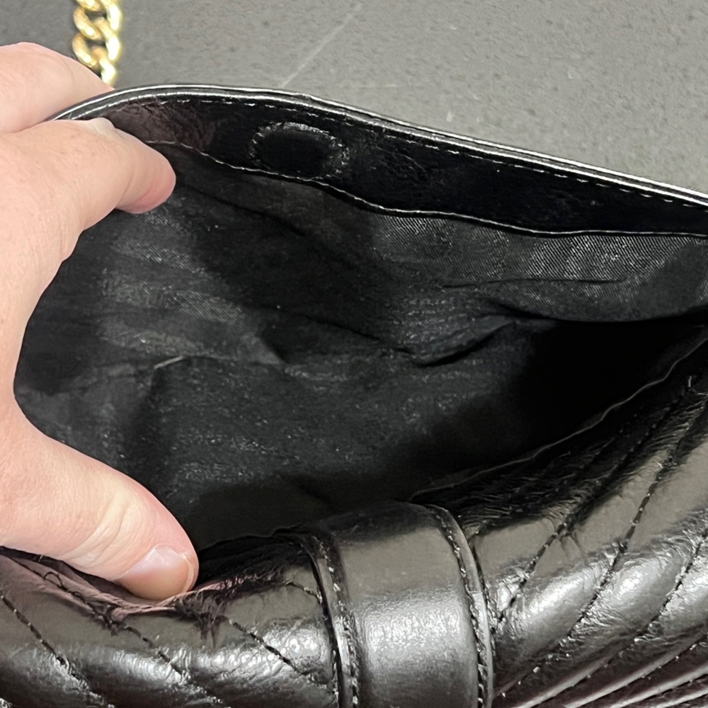 Rebecca Minkoff Chevron Love Leather Black and Gold Crossbody Bag - Picture 8 of 9